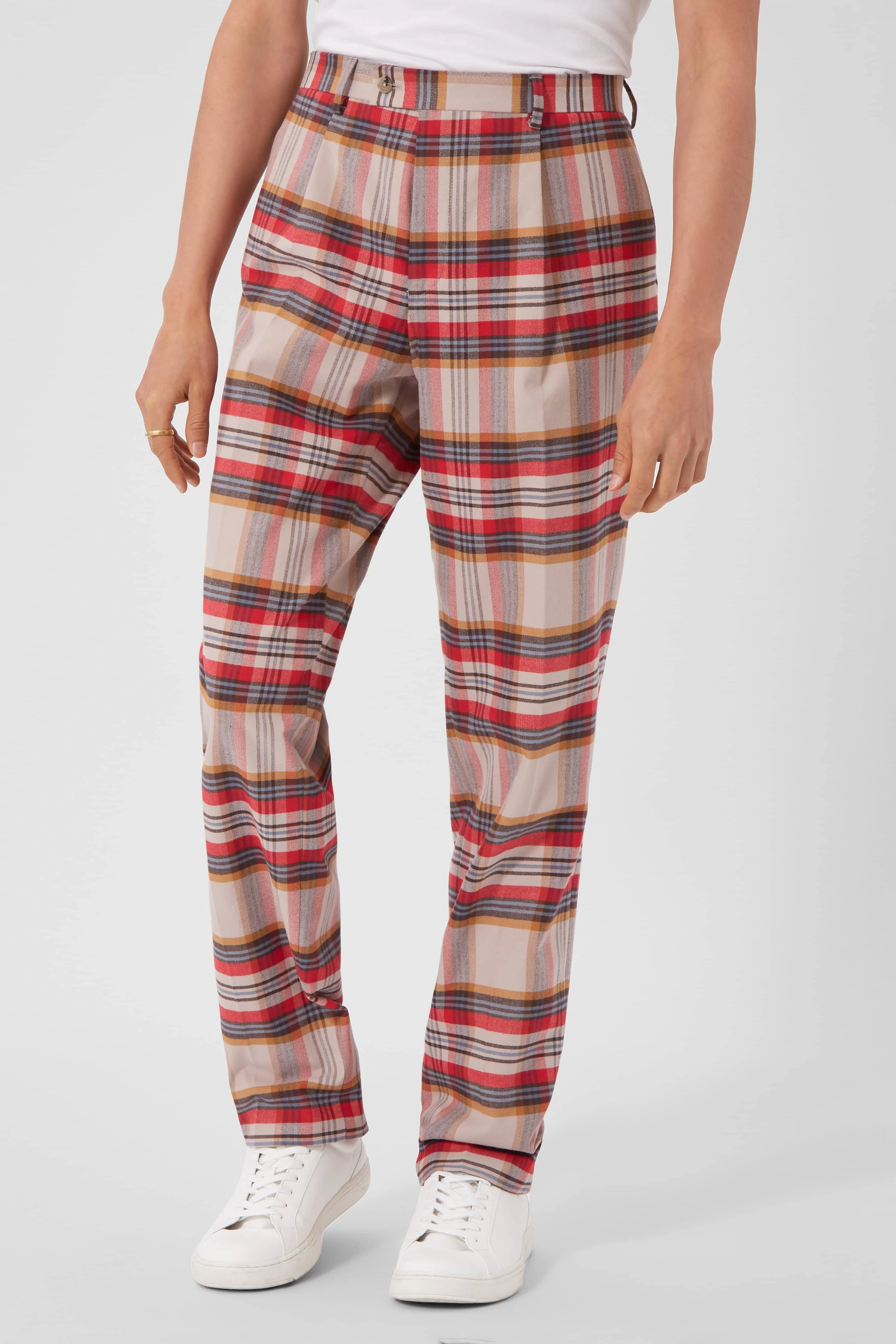 Rote Baumwoll-Hose mit Karo – Oversized Style, Archiv-Exklusiv!